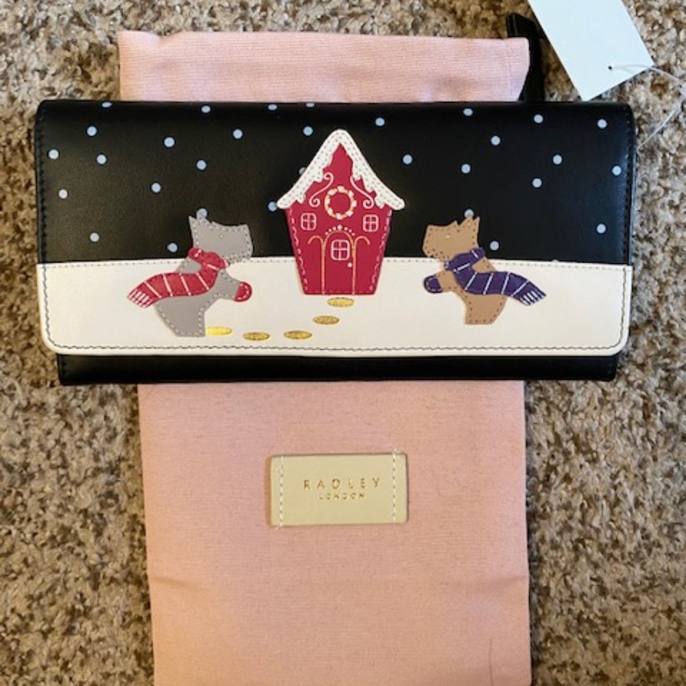 Radley London Tri-Fold LRG Black Wallet (Home For The Holidays Leather Wallet)